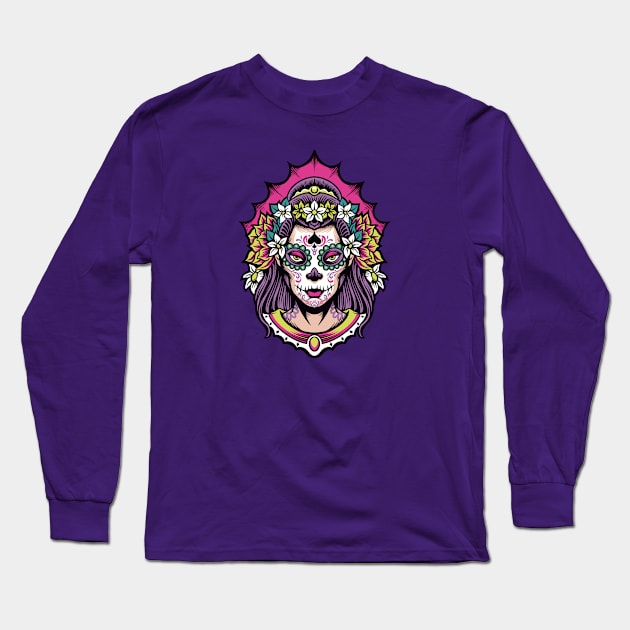 Beautiful Day of the Dead Woman Long Sleeve T-Shirt by SLAG_Creative